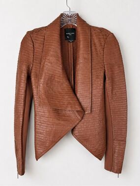 Marciano by Guess Shayna Drape Leather Jacket Brown Lamb Leather Size 2